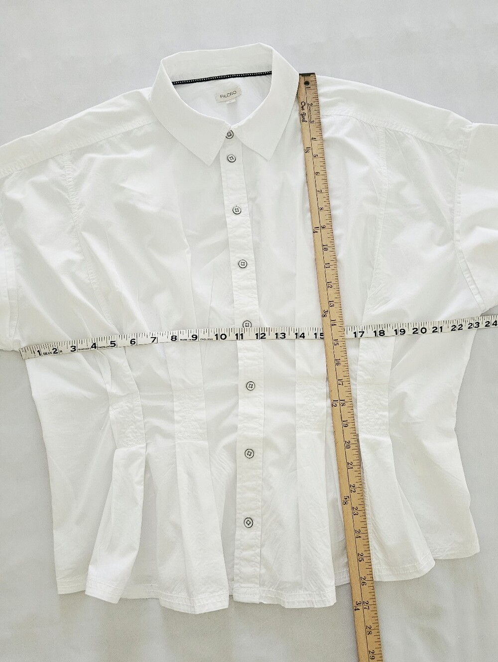 Pilcro Anthropologie Bobbie White Cotton Peplum Button Front Blouse XL - Picture 10 of 11